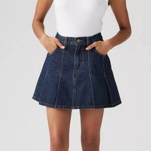 Levi's Denim Pleated Mini Skirt - Dark Blue